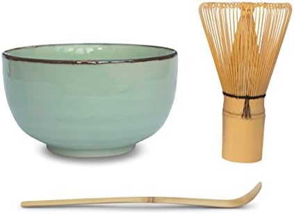 Matcha Bowl Tea Set (3 Piece) - Includes Matcha Bowl (Mint Green), Bamboo Matcha Whisk And Bamboo Matcha Spoon Or Scoop - Perfect For the Japanese Matcha Tea Enthusiast Or As A Present