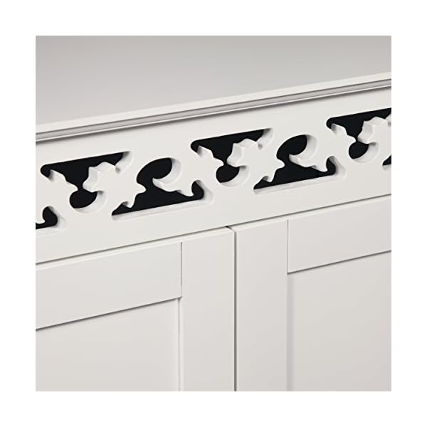 woodluv MDF Fretwork Double Door Freestanding Storage Cabinet Furniture-White, Wood, 65x35x76 cm - Image 4