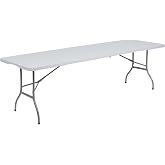 THINIA HOME Portable Folding Catering Table, White, 240 cm, Multipurpose, Camping, Outdoor or Indoor Events | Resin and Steel
