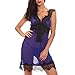 Produktbild MOIKA Damen Lace Nachthemd, New Women Lingerie Nightdress Lace Bodysuit Underwear Sleepwear Nightdress Kleid Dessous Unterwäsche mit Panties(S,Blau)