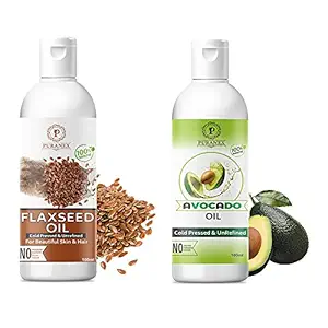 PURANEX 100% PURE & NATURAL FLAXSEED OIL & AVACADO OIL 100ML (COMBO PACK OF 2) 200 ML