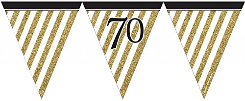 34 Teile Dekorations Set zum 70. Geburtstag oder Jubiläum – Party Deko in Schwarz & Gold - 3