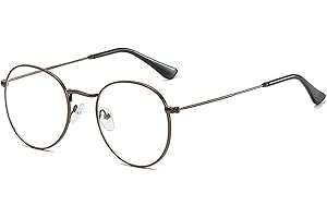 MIGOO Klassische Runde Blaulichtfilter Brille Ohne Stärke Metall Rahmen Retro Brillenfassungen Nerdbrille Unisex (Herren/Damen)