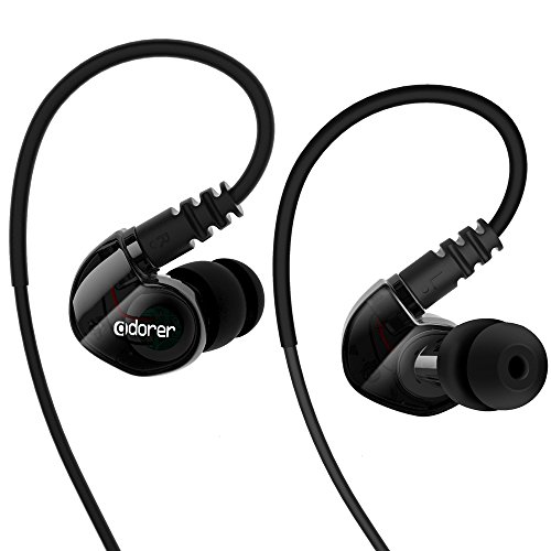Adorer Auriculares deportivos con cable  RX6 Bajos Est  reo Auriculares con Micr  fono  reducci  n de ruido para iPhone  Android  3 5mm Jack - Negro