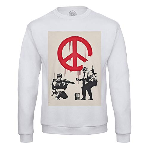 fabulous Herren Sweatshirt Banksy Soldat Friedensschild Gemälde Street Art Graffiti