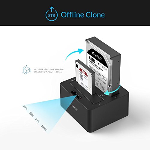 ORICO USB 3.0 zu SATA Dual Festplatten-Dockingstation mit UASP für 2,5″ und 3,5″ SATA III HDD und SSD, Offline-Klonfunktion - 5
