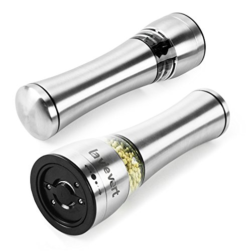 Lavievert Edelstahl klassische und manuelle Salz-und Pfeffermühle,Mühle für Pfeffer,Salz,Chili (Silber) (1er Packung)