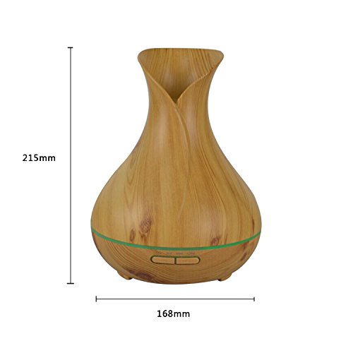 COOSA Hölzernes Getreide, 400ml Aroma wesentlicher Diffuser, kühler Ultraschall Nebel, Luftbefeuchter mit buntem hellem justierbarem Nebel, wasserloses Auto-Abschaltung für Hauptyoga Büro Badekurort (Hell) - 4