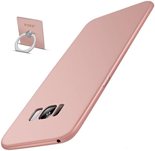 Galaxy S8 Case Cover Drop Protection Ultra Thin and Slim Soft Cases for Samsuny Shock-Absorption with Ring Stan Rose Gold Minimalistic Style Surface Slim Fit TPU Anti Fingerprint (2017)