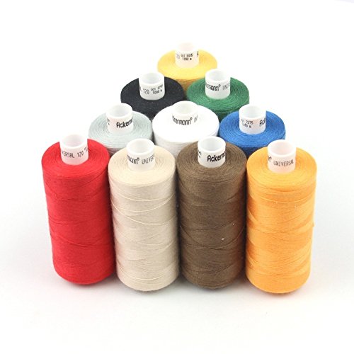 10.000m Nähgarn (10x 1.000m) ACKERMANN® Universal Nähgarn Farben-Mix in 10 Farben Stärke 120, Markengarn - 2