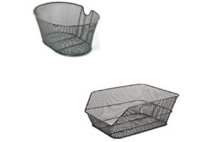 CICLOSPORT Cesto Cestino Anteriore + Posteriore in ferro Compreso Di Piastre Di Fissaggio Per Bicicletta - Colore Nero