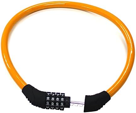 Resettable Combination Security Cable Lock, LOVELIFE STORE Self Coiling Bike Bicycle Lock without Mounting Bracket 2 Feet x 1/2 Inch (Orange)