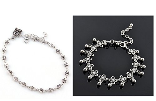 ILOVEDIY 2Stück Fußkettchen Silber Fußkette Türkis Kugel Fußkettchen für Damen
