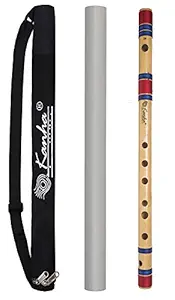 Kanha Flutes D Scale Sharp Medium Assam Bamboo Flute Musical Instrument Size 16 Inch Bansuri Right Handed With Cover