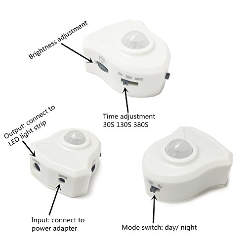 Jindia Bewegung aktiviert Bett Licht, Flexible LED Streifenlicht, Auto Ein/Aus Bewegungsmelder Nachttischlampe, Bewegung aktivierte LED-Lichtleiste (zwei Sensoren) - 3