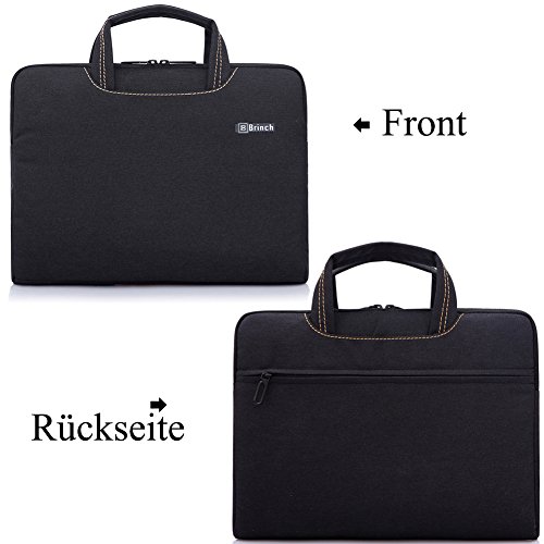 BRINCH leicht universal Gewebe wasserdichtes Anti-reißen Laptop Schutzhülle Aktentasche Handtasche/ Laptop Messenger Bag, Ultra Schutz mit weichem Schaum für 15 – 15,6 Zoll Laptop / Macbook / Notebook / Tablet / Ultrabook Computers(Apple / Acer / Asus / Dell / Fujitsu / Lenovo / HP / Samsung ) mit Fronttasche, zwei Rückentaschen & Griffe und Zubehör Tasche,Schwarz - 2