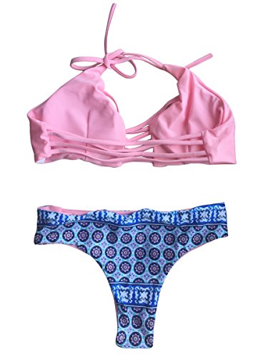 Summer Mae Damen Modisch Bikini Set mit Schnürung Neckholder - 2