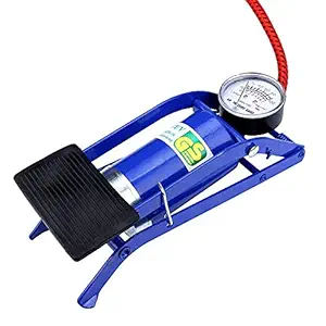 HR INTERNATIONAL High Pressure Portable Foot Pump, and Double Tube Air Tube for Cars, Motorcycles, Bicycles, All Kinds of Balls, Inflatable Toys (Blue Color)