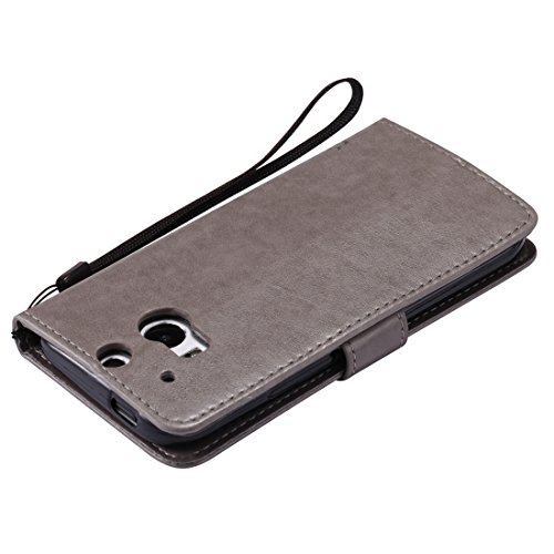 Nancen Tasche Hülle für HTC One M8 (5 Zoll) Flip Schutzhülle Zubehör Lederhülle mit Silikon Back Cover PU Leder Handytasche im Bookstyle Stand Funktion Kartenfächer Magnet Etui Schale - 5