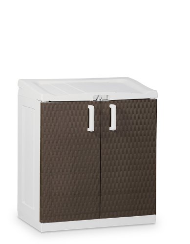 TOOMAX 102 x 90 x 54cm Rattan Line Extra Large Storage Unit with Lid/ 2 Doors - Milk White/Brown
