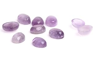 GEM-INSIDE CREATE YOUR OWN FASHION Lot de 5 cabochons ovales semi-précieuses en améthyste 6 x 8 mm pour fabrication de bijoux, bagues, pendentifs (sans trous)