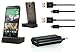 Produktbild iProtect 4in1 Kabel Set für HTC ONE M8 mit USB Dockingstation Ladestation, Netzteil u 2x Micro USB Ladekabel schwarz