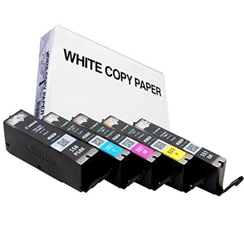 5 Originale SETUP Tintenpatronen Canon PGI 550 CLI 551 und 500 BLATT KOPIERPAPIER DIN A4 für MG5650, MG6450, MG7150, MG5550, IP7250, MG5450, MG6350, MX725, MX925x iX6850, IP8750, MG7550, MG6650