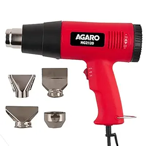 AGARO 2000W Heat Gun HG2120, Dual Temperature and Air Flow Control with 4 Nozzle Attachments, Hot Air Gun Heating helps in Shrink Wrapping, Paint Removal, Wire Shrinking, Crafting
