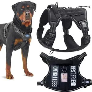 TruBest Tactical Dog Harness for Small, Medium, Large Dogs (Small, Black)