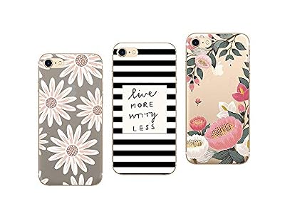Novago Compatible avec iPhone 7, iPhone 8 4,7'' Pack de 3 Coques Souples transparetes et Résistantes avec Impression Fantaisie (Multicolore #13)