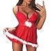 Produktbild Manadlian Damen Weihnachts Lingerie Sexy Transparent Dessous Set Kostüm Xmas Nikolaus Wäsche