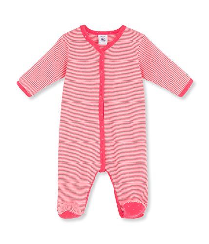 Petit Bateau Baby-Girls Salvador Striped Footies, Pink (Geisha/Vienne), 12-18 Months (Manufacturer Size:12 Months)
