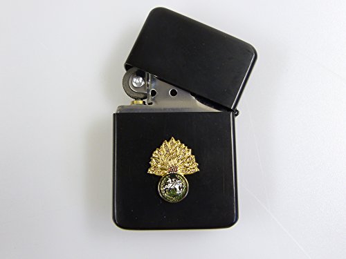 RRF Royal Regiment Of Fusiliers Deluxe Classic Black Veterans Lighter with Gold Plated badge
