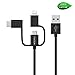 Price comparison product image Foxsun AM001029 Multi USB Charging Cable,3.3 FT/1M 3 in 1 Multiple USB Charger Cable with 8Pin Lightning/USB Type C/Micro USB Connector for iPhone, Samsung, LG, Nexus Smartphones and More, MFI Certi