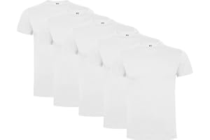 RAFASSHOP Pack 5 Camisetas Roly Dogo Premium Manga Corta Unisex 100% Algodón Cuello Redondo. Costuras Laterales.