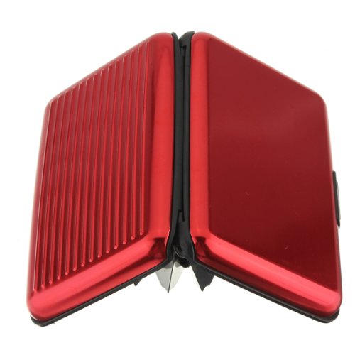 Alu wasserdichte Kreditkarten Visitenkarten Etui Case Tasche Box Hülle Kartenbox Aufbewahrungsbox Rot - 4