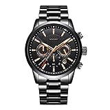 Material: alle Edelstahl Gürtel und Gehäuse, hohe Härte Mineralglas Spiegel (kratzfest)