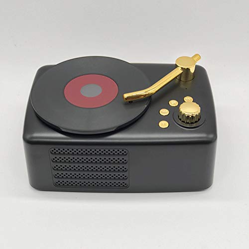 Preisvergleich Produktbild qiyanNew T12 Retro Phonograph Nostalgic American Wireless Handy Bluetooth Lautsprecher Kreative Mini Geschenk Kleine Stereo Schwarz