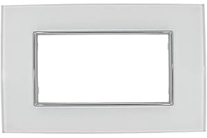 PUNTOLUCELED Placca in vetro bianco compatibile con Bticino Axolute – 3/4/6 moduli – copripresa da incasso per cassette 503/504/506/507 (4 POSTI)