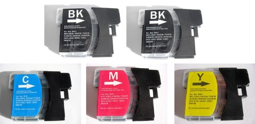 5x Kompatible Drucker Tintenpatronen für Brother DCP-195C - 1x Cyan / 1x Gelb / 1x Magenta / 2x Schwarz