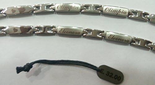 GLORIA STEEL BRACELET WITH NAME-MY-WORKED IN LASER-BOX-MADE IN ITALY