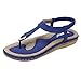 Produktbild VJGOAL Damen Sandalen, Frauen Mädchen Böhmischen Mode Flache beiläufige Sandalen Strand Sommer Flache Schuhe Frau Geschenk (37 EU, Blau-Doppelte Linie)