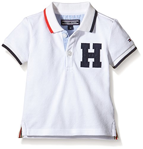 Tommy Hilfiger Baby-Boys Badge Short Sleeve Plain Polo Shirt, White (Classic White), 56