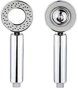 Sankirtan Handheld Shower Head, Silver Round ABS Chrome Booster Bath Shower High Pressure Handheld Hand Shower-Bath Shower