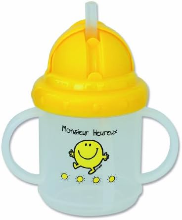 Mr Men and Little Miss 390204 Learning Cup with Flip-Top 'Monsieur Heureux' (Mr Happy)