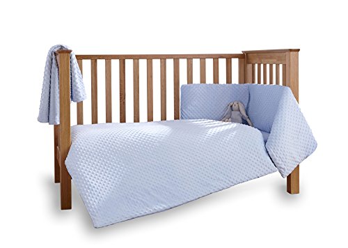 Dimple 3 Piece Cot/Cot Bed Quilt & Bumper Bedding Set - Blue