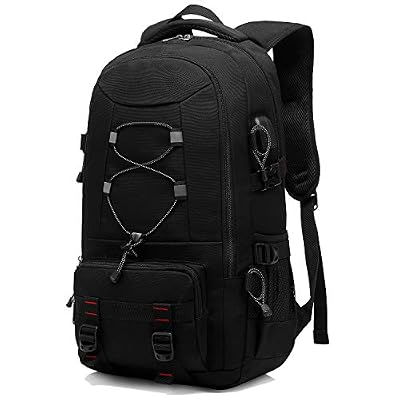 XQXA Sac à Dos Voyage, 45L Sac à Dos Randonnée Imperméable Grande Capacité Sac à Dos Ordinateur Portable 17.3 Pouces Sac à Dos Trekking Homme Femme pour Le Sports Camping en Plein Air Camping -Noir