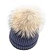 Produktbild MKHDD Frauen Gestrickte Wollmütze Hüte Echt Künstliche Pelz Ball Herbst Winter Einfarbig Beanies Weibliche Caps