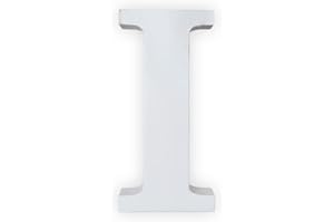 KOPPER-24 Lettres décoratives en bois blanc 20 cm 18 cm d'épaisseur lettres en bois à peindre alphabet mur pour les enfants nom café mariage anniversaire fête maison déco lettre autoportante (I)
