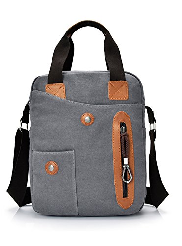 Feehan Travelite Basics Unisex Umhängetasche, 35x28x12 cm, 0.76KG,Unisex Vintage Umhängetasche Leder Canvas Laptop Schultertasche, Modern Umhängetasche, Laptop-Tasche, Computer-Tasche, aus Segeltuch, für Männer und Frauen, Herren,